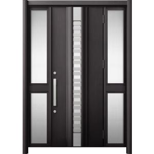 リシェント 玄関ドア3 断熱仕様 / 非防火 K4 G82型 木目調 両袖 中桟付ポスト無し 特注サ...