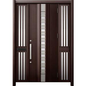 リシェント 玄関ドア3 断熱仕様 / 非防火 K4 G82型 木目調 両袖飾り 中桟付ポスト付 特注...