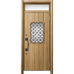 リシェント 玄関ドア3 高断熱仕様 / 非防火 45N型 木目調 片開きランマ付き 特注サイズ W：...