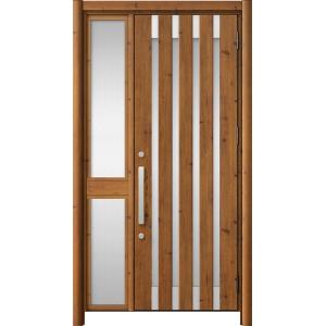 リシェント玄関ドア3 アルミ仕様 / 手動 片袖-中桟付きポストなし_ランマなし M11N型(木目調...