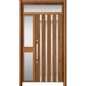 リシェント玄関ドア3 アルミ仕様 / 手動 片袖-中桟付きポストなし_ランマ付き M11N型(木目調...