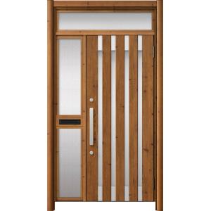 リシェント玄関ドア3 アルミ仕様 / 手動 片袖-中桟付きポスト付き_ランマ付き M11N型(木目調...