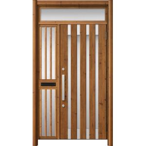 リシェント玄関ドア3 アルミ仕様 / 手動 片袖飾り-中桟付きポスト付き_ランマ付き M11N型(木...