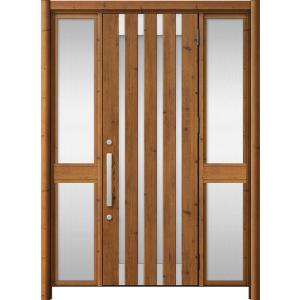 リシェント玄関ドア3 アルミ仕様 / 手動 両袖-中桟付きポストなし_ランマなし M11N型(木目調...