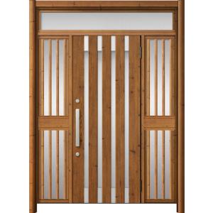 リシェント玄関ドア3 アルミ仕様 / 手動 両袖飾り-中桟付きポストなし_ランマ付き M11N型(木...