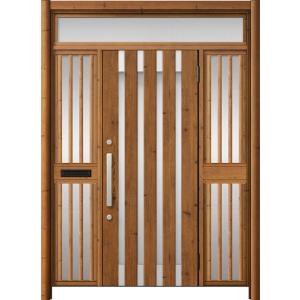 リシェント玄関ドア3 アルミ仕様 / 手動 両袖飾り-中桟付きポスト付き_ランマ付き M11N型(木...