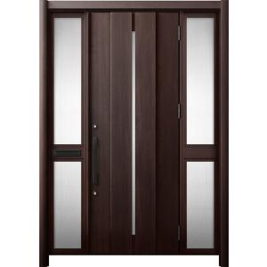 リシェント 玄関ドア3 断熱仕様 / 非防火 K2 M12型 木目調 両袖 中桟付ポスト付 特注サイ...