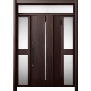 リシェント 玄関ドア3 断熱仕様 / 非防火 K2 M12型 木目調 両袖ランマ付中桟付ポスト無 特...