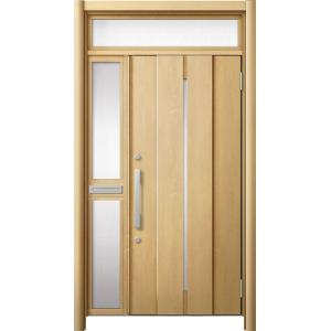 リシェント 玄関ドア3 断熱仕様 / 非防火 K4 M12型 木目調 片袖ランマ付中桟付ポスト付 特...