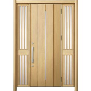 リシェント 玄関ドア3 断熱仕様 / 非防火 K4 M12型 木目調 両袖飾り 中桟付ポスト無 特注...