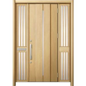 リシェント 玄関ドア3 断熱仕様 / 非防火 K4 M12型 木目調 両袖飾り 中桟付ポスト付 特注...