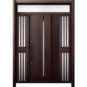 リシェント 玄関ドア3 断熱仕様 / 非防火 K4 M12型 木目調 両袖飾りランマ付中桟付ポスト無...