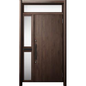 リシェント 玄関ドア3 断熱仕様 / 非防火 K2 M17型 アルミ色 片袖ランマ付中桟付ポスト付 ...