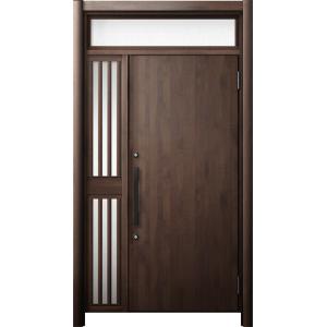 リシェント 玄関ドア3 断熱仕様 / 非防火 K2 M17型 木目調 片袖飾りランマ付中桟付ポスト無...