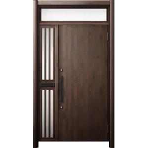 リシェント 玄関ドア3 断熱仕様 / 非防火 K2 M17型 木目調 片袖飾りランマ付中桟付ポスト付...