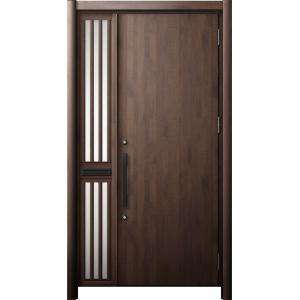 リシェント 玄関ドア3 断熱仕様 / 非防火 K4 M17型 アルミ色 片袖飾り 中桟付ポスト付 特...