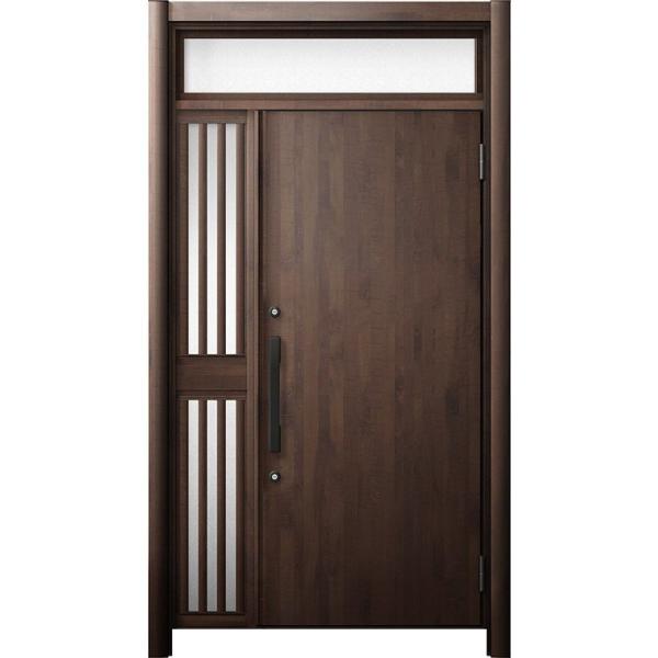 リシェント 玄関ドア3 断熱仕様 / 非防火 K4 M17型 アルミ色 片袖飾りランマ付中桟付ポスト...