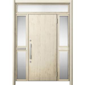 リシェント 玄関ドア3 断熱仕様 / 非防火 K4 M17型 アルミ色 両袖ランマ付中桟付ポスト付 ...