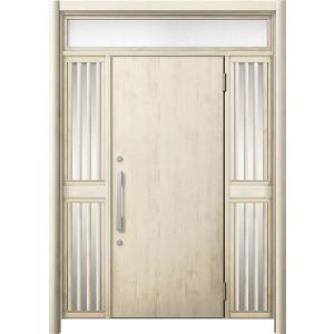 リシェント 玄関ドア3 断熱仕様 / 非防火 K4 M17型 木目調 両袖飾りランマ付中桟付ポスト無...