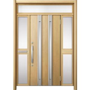 リシェント 玄関ドア3 断熱仕様 / 非防火 K4 M24型 アルミ色 両袖ランマ付中桟付ポスト付 ...