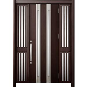 リシェント 玄関ドア3 断熱仕様 / 非防火 K4 M24型 アルミ色 両袖飾り 中桟付ポスト無 特...