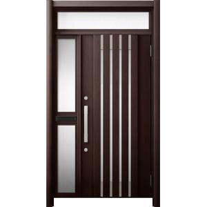 リシェント 玄関ドア3 断熱仕様 / 非防火 K2 M27型 アルミ色 片袖ランマ付中桟付ポスト付 ...