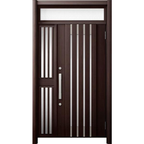 リシェント 玄関ドア3 断熱仕様 / 非防火 K2 M27型 アルミ色 片袖飾りランマ付中桟付ポスト...