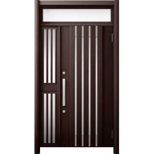 リシェント 玄関ドア3 断熱仕様 / 非防火 K2 M27型 木目調 片袖飾りランマ付中桟付ポスト無...
