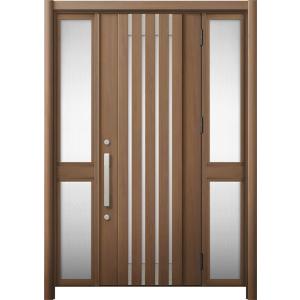 リシェント 玄関ドア3 断熱仕様 / 非防火 K2 M27型 木目調 両袖 中桟付ポスト無し 特注サ...