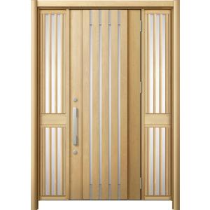 リシェント 玄関ドア3 断熱仕様 / 非防火 K2 M27型 木目調 両袖飾り 中桟付ポスト無 特注...