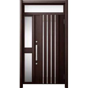 リシェント 玄関ドア3 断熱仕様 / 非防火 K4 M27型 木目調 片袖ランマ付中桟付ポスト無 特...