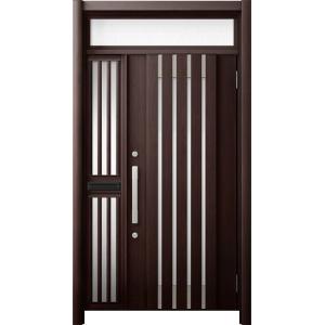 リシェント 玄関ドア3 断熱仕様 / 非防火 K4 M27型 木目調 片袖飾りランマ付中桟付ポスト付...