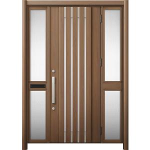 リシェント 玄関ドア3 断熱仕様 / 非防火 K4 M27型 アルミ色 両袖 中桟付ポスト付 特注サ...