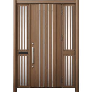 リシェント 玄関ドア3 断熱仕様 / 非防火 K4 M27型 木目調 両袖飾り 中桟付ポスト付 特注...