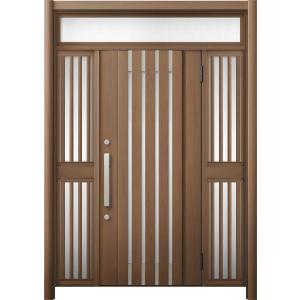 リシェント 玄関ドア3 断熱仕様 / 非防火 K4 M27型 アルミ色 両袖飾りランマ付中桟付ポスト...