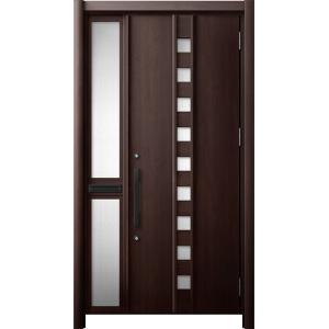 リシェント 玄関ドア3 断熱仕様 / 非防火 K2 M28型 木目調 片袖 中桟付ポスト付 特注サイ...