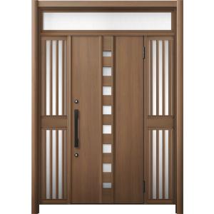 リシェント 玄関ドア3 断熱仕様 / 非防火 K2 M28型 アルミ色 両袖飾りランマ付中桟付ポスト...