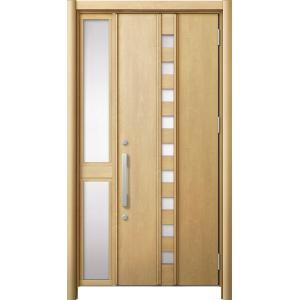 リシェント 玄関ドア3 断熱仕様 / 非防火 K4 M28型 木目調 片袖 中桟付ポスト無 特注サイ...