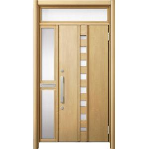 リシェント 玄関ドア3 断熱仕様 / 非防火 K4 M28型 アルミ色 片袖ランマ付中桟付ポスト付 ...