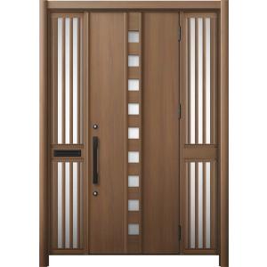 リシェント 玄関ドア3 断熱仕様 / 非防火 K4 M28型 アルミ色 両袖飾り 中桟付ポスト付 特...