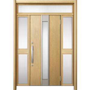 リシェント 玄関ドア3 断熱仕様 / 非防火 K2 M77型 木目調 両袖ランマ付中桟付ポスト無 特...