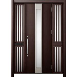 リシェント 玄関ドア3 断熱仕様 / 非防火 K2 M77型 木目調 両袖飾り 中桟付ポスト付 特注...