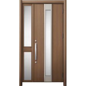 リシェント 玄関ドア3 断熱仕様 / 非防火 K4 M77型 木目調 片袖 中桟付ポスト無 特注サイ...