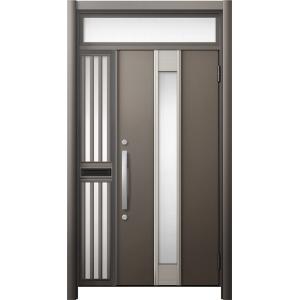 リシェント 玄関ドア3 断熱仕様 / 非防火 K4 M77型 アルミ色 片袖飾りランマ付中桟付ポスト...