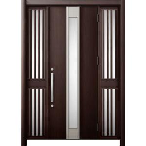 リシェント 玄関ドア3 断熱仕様 / 非防火 K4 M77型 木目調 両袖飾り 中桟付ポスト無 特注...