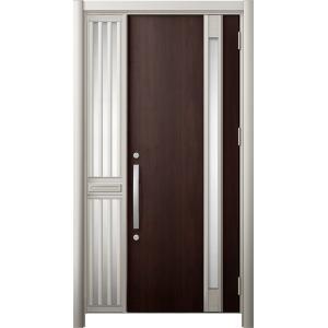 リシェント 玄関ドア3 断熱仕様 / 非防火 K2 M78型 木目調  片袖飾り 中桟付ポスト付 特...