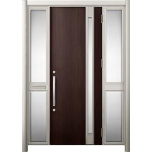 リシェント 玄関ドア3 断熱仕様 / 非防火 K2 M78型 アルミ色  両袖 中桟付ポスト付 特注...