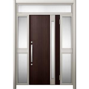 リシェント 玄関ドア3 断熱仕様 / 非防火 K2 M78型 アルミ色  両袖ランマ付中桟付ポスト無...