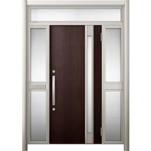 リシェント 玄関ドア3 断熱仕様 / 非防火 K2 M78型 アルミ色  両袖ランマ付中桟付ポスト付...