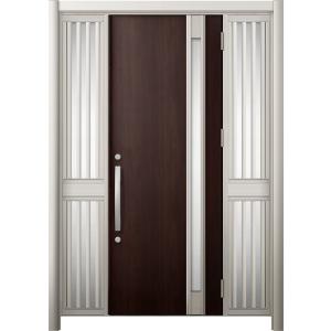 リシェント 玄関ドア3 断熱仕様 / 非防火 K2 M78型 アルミ色  両袖飾り 中桟付ポスト無 ...